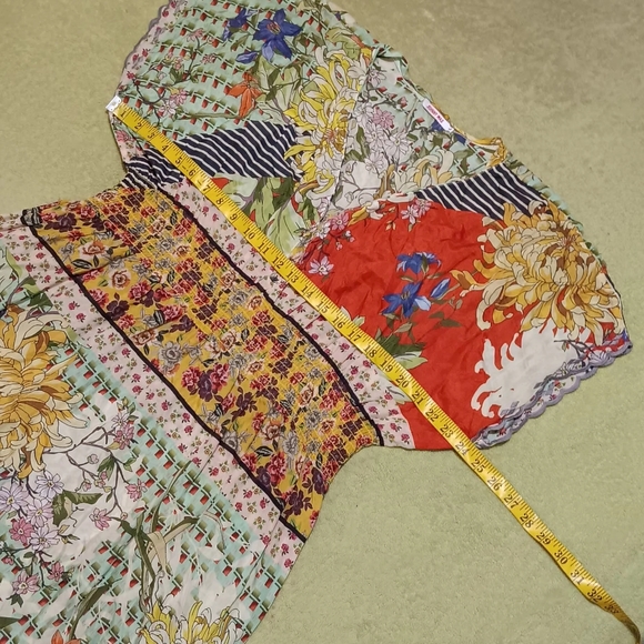 Johnny Was Maxi Dress Silk Patchwork SzL Green/Red Floral Boho Lightweight - Picture 6 of 15